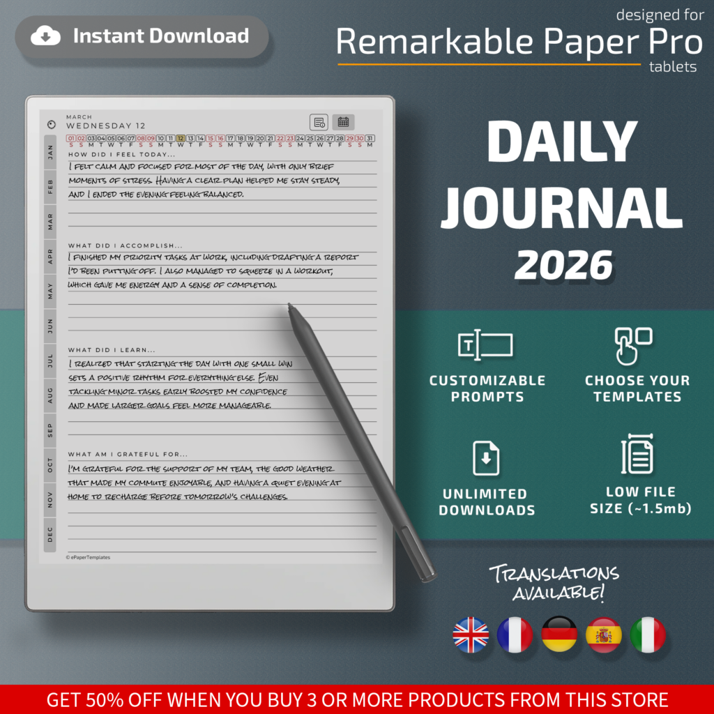 Daily Journal for Remarkable Paper Pro tablets